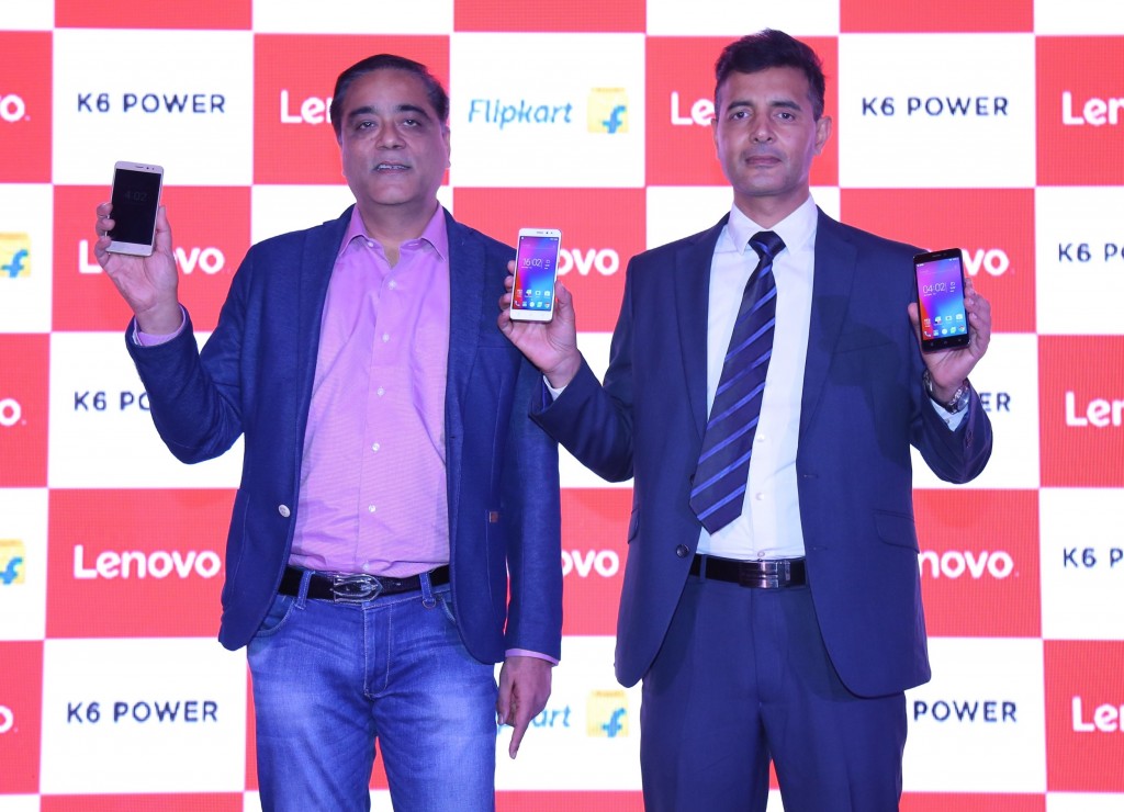 l-r-sudhin-mathur-executive-director-lenovo-mobile-business-group-india-and-ajay-yadav-vice-president-mobiles-flipkart-at-the-launch-of-lenovo-k6-power-in-new-delhi